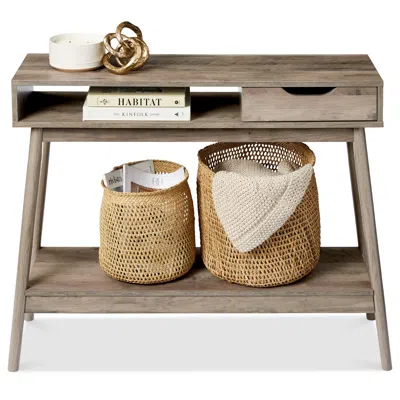 Best Choice Products Mid-century Modern Hallway Console Table, Space-saving Sofa Table W/ Cubby, Drawer