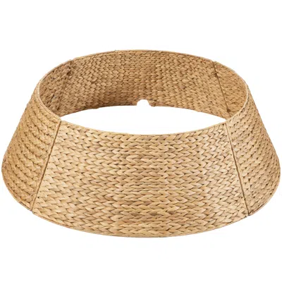 Best Choice Products 24in Woven Hyacinth Christmas Tree Collar, Tree Skirt Accessory W/ Cord Cut-out