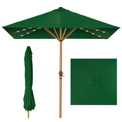 Best Choice Products 9ft Deep Square Solar Led Lighted Patio Umbrella W/ Faux Wood Texture, Uv-resistant