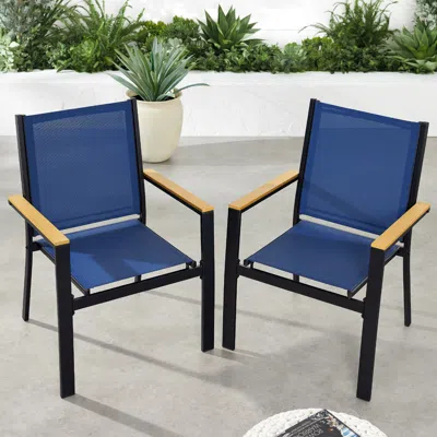 Best Choice Products Set Of 2 Textilene Chairs, Conversation Dining Accent Furniture W/ Armrests
