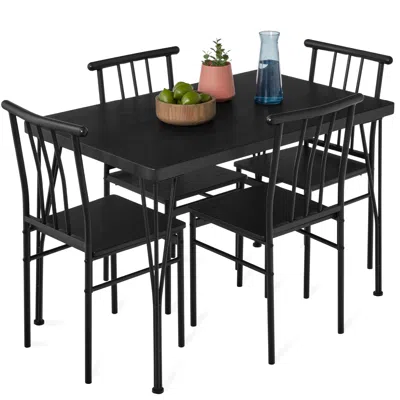 Best Choice Products 5-piece Indoor Modern Metal Wood Rectangular Dining Table Furniture Set W/ 4 Chairs