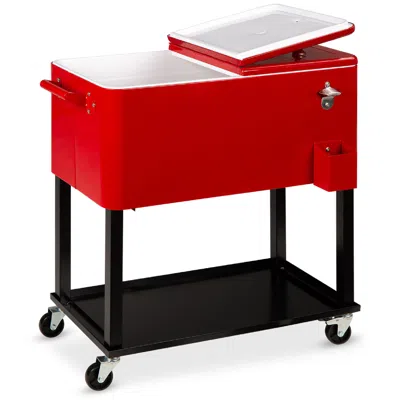 Best Choice Products 80qt Steel Rolling Cooler Cart W/ Bottle Opener, Catch Tray, Drain Plug, Locking Wheels