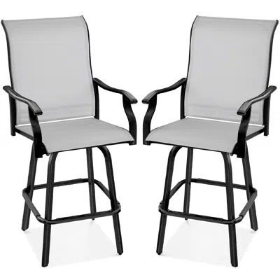 Best Choice Products Set Of 2 Outdoor Swivel Bar Stools, Patio Barstool Chairs W/ 360 Rotation, All-weather Mesh
