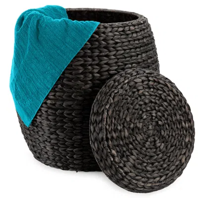 Best Choice Products Vintage Multipurpose Hyacinth Storage Organizer Tote Basket W/ Lid