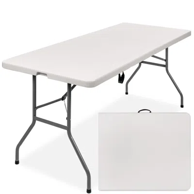 Best Choice Products 6ft Plastic Folding Table, Indoor Outdoor Heavy Duty Portable W/ Handle, Lock