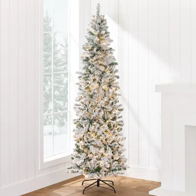 Best Choice Products Pre-lit Artificial Snow Flocked Pencil Christmas Tree Holiday Decoration