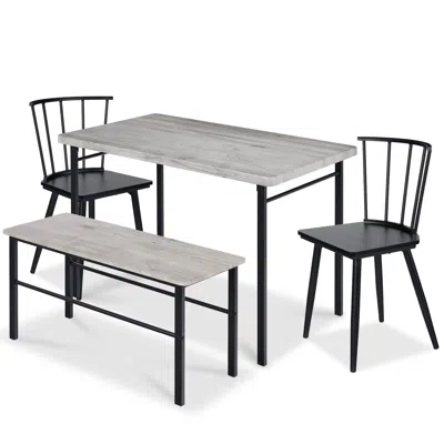 Best Choice Products 4-piece Dining Kitchen Table Set W/ 2 Spindle-back Chairs, Bench