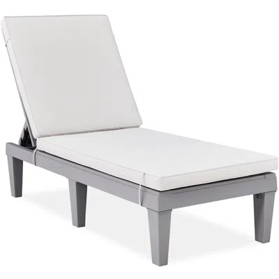 Best Choice Products Outdoor Lounge Chair, Resin Patio Chaise Lounger W/ Seat Cushion, 5 Positions