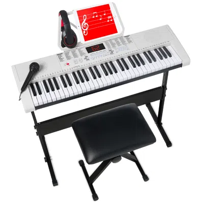 Best Choice Products 61-key Beginners Electronic Keyboard Piano Set W/ Led, 3 Teaching Modes, H-stand, Stool