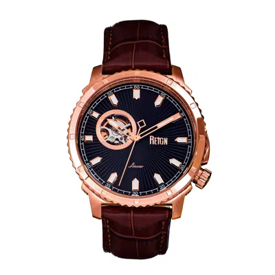 Reign Bauer Automatic Semi-skeletonleather-band Watch In Multi