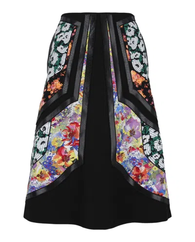 Stella Mccartney Wool Twill Skirt Woman Midi Skirt Multicolored Size 0 Wool In Black