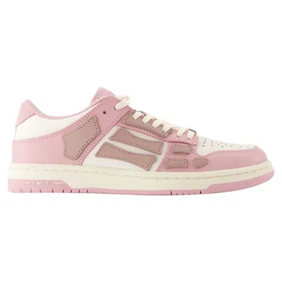Amiri Hammered Leather Skeleton Low-top Sneakers In Pink