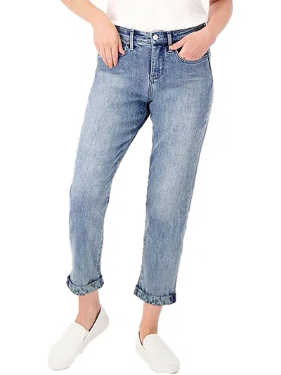 Nydj Margot Girlfriend Womens Slimming Printed Cuff Skinny Jeans In Multi