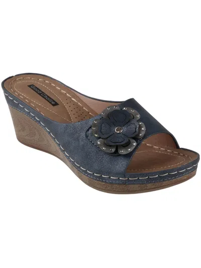 Good Choice Womens Faux Suede Slip On Wedge Sandals In Blue