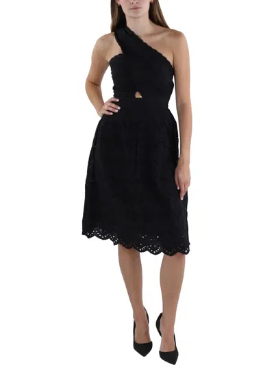 French Connection Appelona Womens One Shoulder Cutout Midi Dress In Black