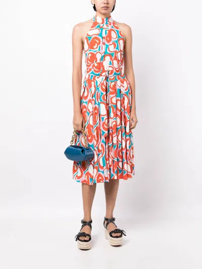 Diane Von Furstenberg Nicola Belted Pleated Printed Crepe Midi Dress In Multi