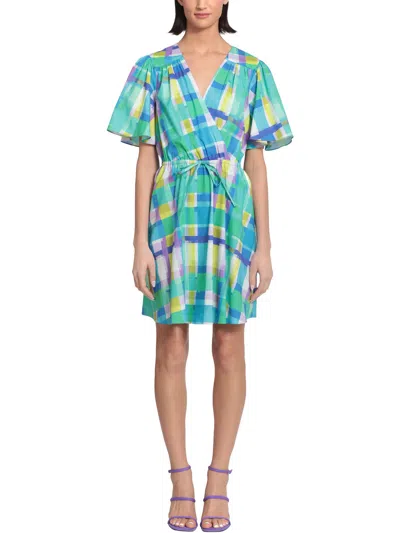 Donna Morgan Womens Plaid Short Mini Dress In Multi