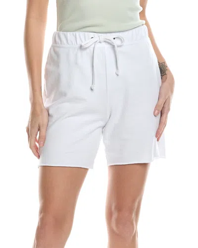 James Perse Textured Stripe Drawstring Shorts In White