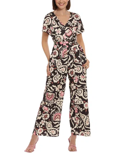 Donna Morgan Womens Charmeuse Wide Leg Jumpsuit In Multi