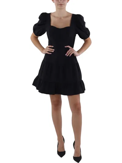 French Connection Cutout Back Puff Sleeve Minidress In Black
