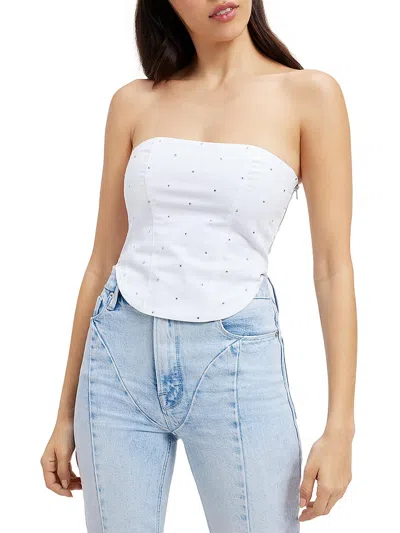 GOOD AMERICAN WOMENS EMBELLISHED CORSET STRAPLESS TOP 