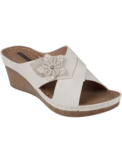 Good Choice Selly Womens Faux Suede Slip On Wedge Sandals In White