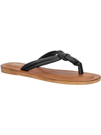 Bella Vita Zev Womens Faux Leather Slip On Slide Sandals In Black