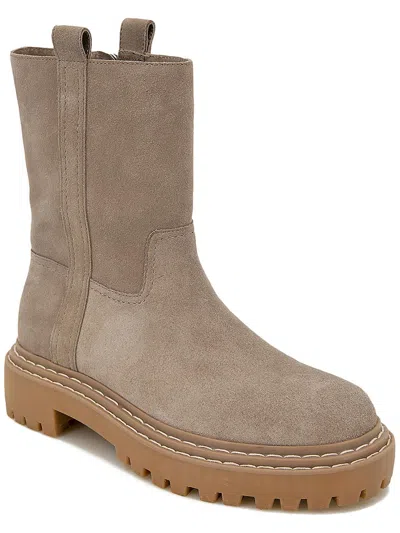 Splendid Adria Womens Leather Pull On Mid-calf Boots In Grey