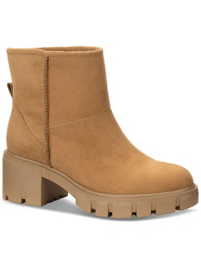 Sun + Stone Riyaa Womens Chunky Faux Fur Lined Ankle Boots In Multi