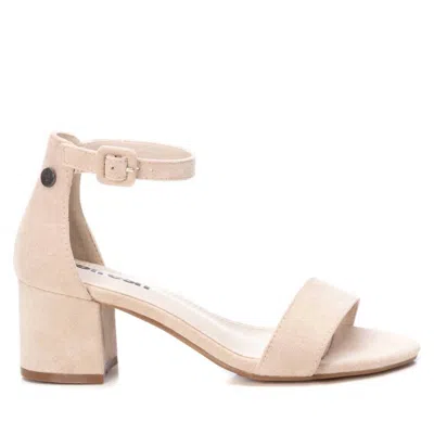Xti Women's Block Heel Suede Sandals In Ivory In Beige