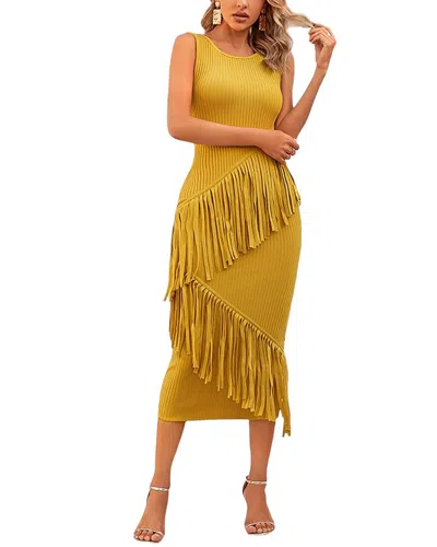 Rene Lion Midi Dress In Yellow