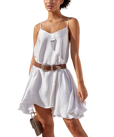 Lascana Women's Flowy Spaghetti Strap Dress In White