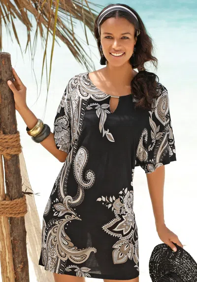 Lascana Women's Paisley Print Short Sleeve Dress In Multi
