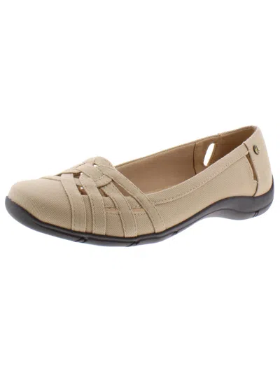 Lifestride Diverse Womens Faux Leather Square Toe Flats In Grey