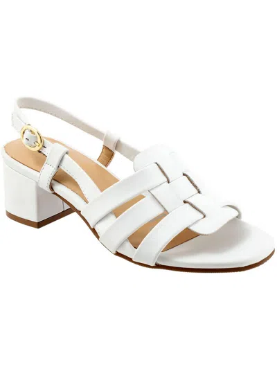 Trotters Luna Womens Leather Block Heel In White