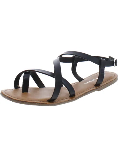SUN + STONE ROXXIE WOMENS FAUX LEATHER OPEN TOE STRAPPY SANDALS 