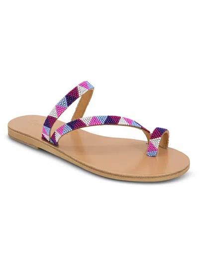 SPLENDID CAPRI WOMENS FAUX LEATHER TOE STRAP SLIDE SANDALS 