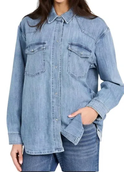 Le Jean Mimi Overshirt In Salt Blue In Multi
