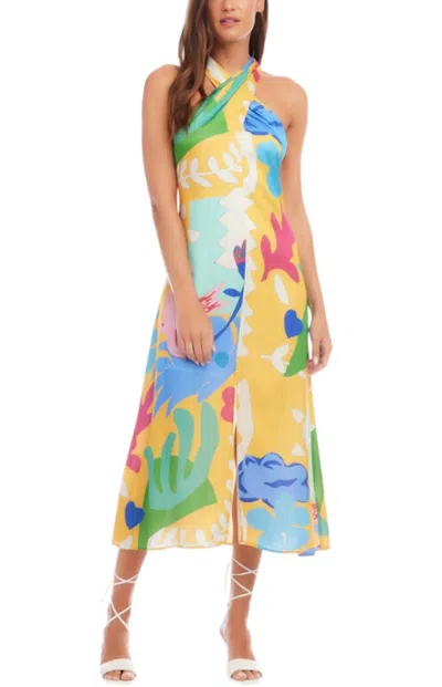 Fifteen Twenty Ivy Printed Crossover Neck Midi Dress In Multi