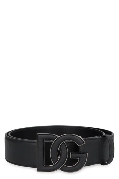Shop Dolce & Gabbana 100% Leather Belt With Buckle In Black