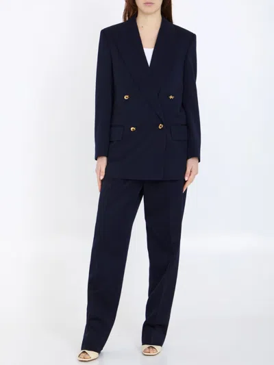 Bottega Veneta Double Breasted Tailored Blazer In Blue