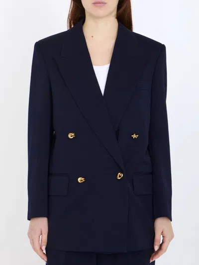 Bottega Veneta Double Breasted Tailored Blazer In Blue