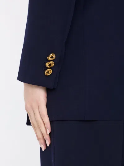 Bottega Veneta Double Breasted Tailored Blazer In Blue