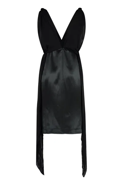 Bottega Veneta Fluid Silk Sleeveless Midi Dress In Black