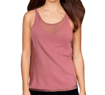Tlf Apparel Prima Canyon V Neck Mesh Underlay Tank Top In Pink In Pink