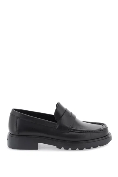 Ferragamo Contrasting-border Leather Oxford Shoes In Black