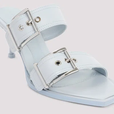 Alexander Mcqueen Boxcar Calfskin Dual-buckle Sandals In Blue