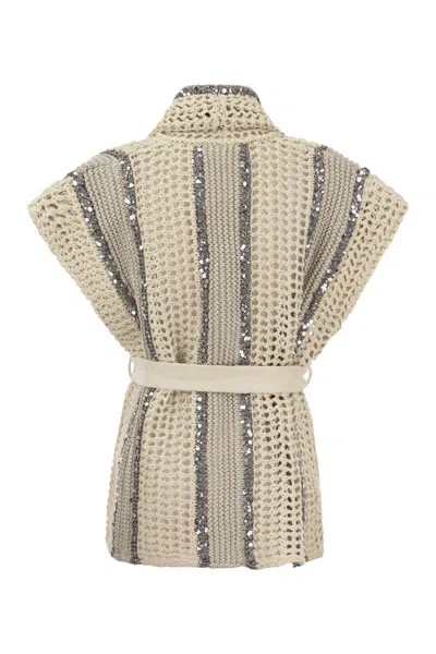 BRUNELLO CUCINELLI DAZZLING STRIPE MINI CARDIGAN 