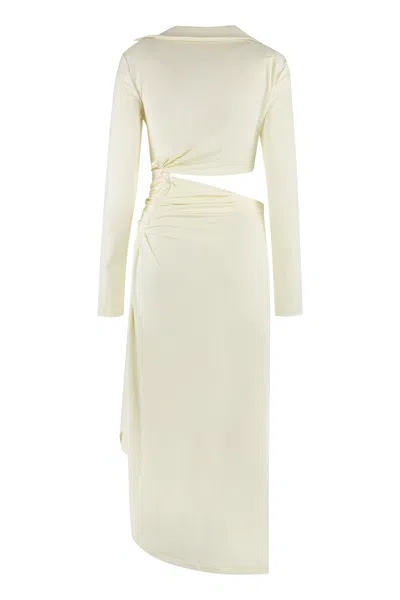 Off-white Off White Asymmetric Cut Out Jersey Dress In White