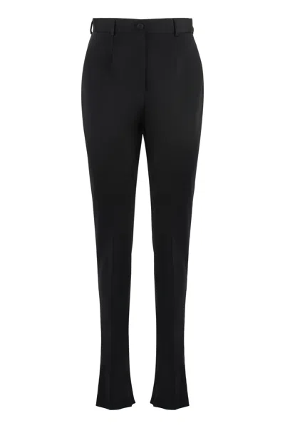 Dolce & Gabbana Stretch Fabric Pants With Zipped Ankle In Black